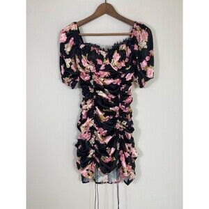 For Love & Lemons Ruched Floral Mini Dress Size Small